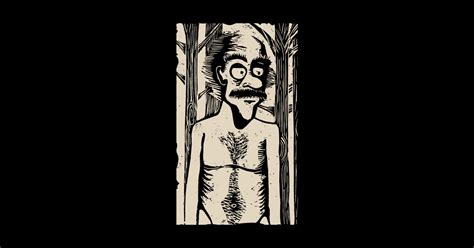 Naked In The Woods Woodcut Sticker Teepublic