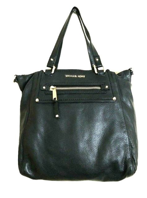Vintage Michael Kors Bag Black Pebble Leather Stud Satchel Tote Handbag