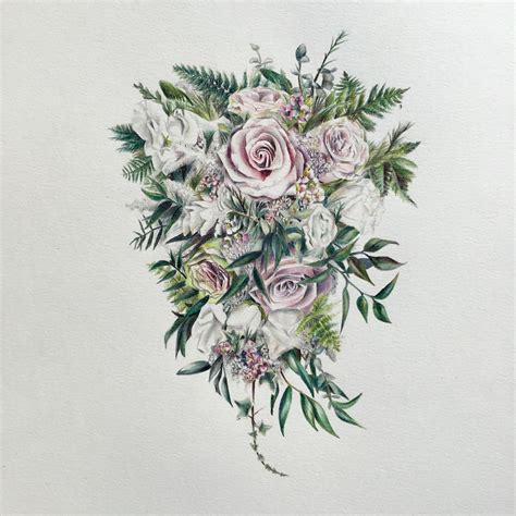 Original Wedding Bouquet Illustration By Botanical Artist Charlotte