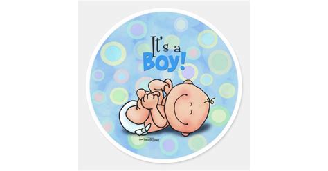 Its A Baby Boy Classic Round Sticker Zazzle