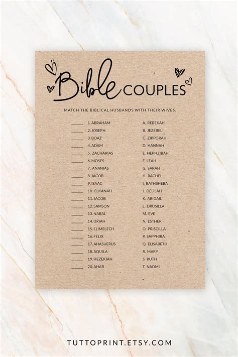 Bible Couples Quiz Bridal Shower Games Printable Christian Etsy