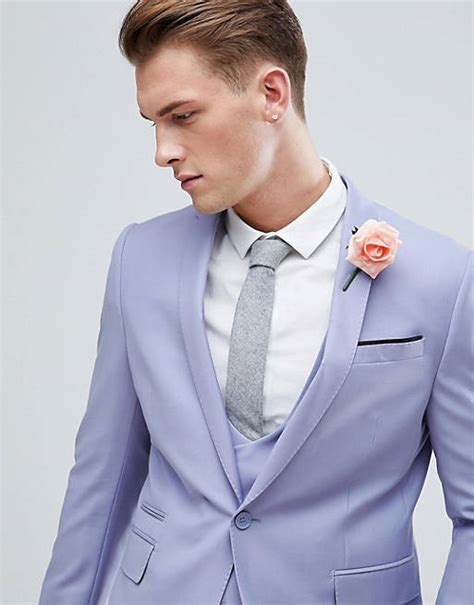 Asos Wedding Skinny Suit Jacket In Pale Blue 100 Wool Asos