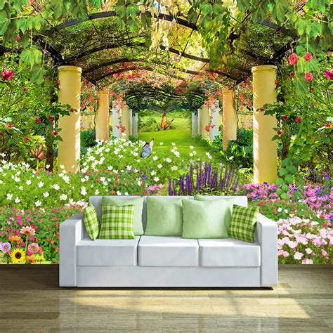 Custom Photo Wall Paper Pastoral Garden Flower 3d Wall Mural Restaurant