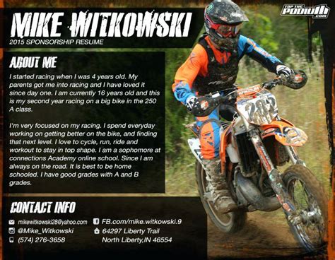 The fastest, easiest way to get a great looking resume for sponsorship. 86 Awesome Free Motocross Resume by Ideas