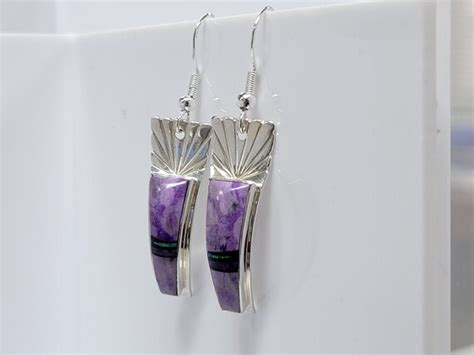 Navajo Cathy Webster Sterling Silver Charoite And Fir Gem