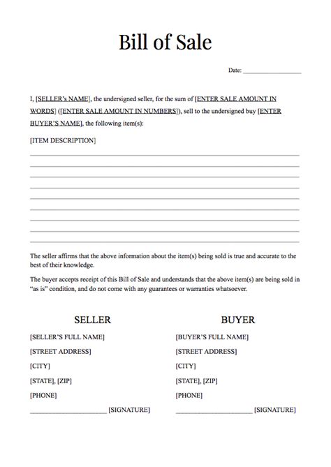 Free Printable Auto Bill Of Sale Form Tutoreorg Master Of Documents