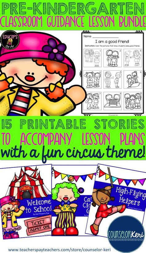 Pre K Classroom Guidance Lesson Bundle With 15 Printable Stories