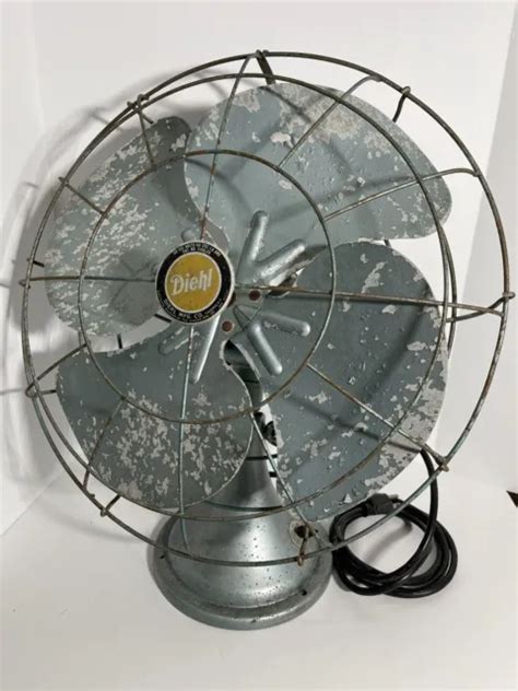 Vintage Diehl 16” Oscillating Fan Blue Metal 2 Speed E16j16 Original