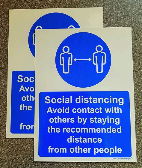 Pack Of 2 Avoid Contact With Other People Social Distancing No Stated