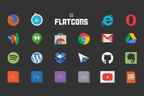 Flatcons Flat Web Icons Custom Designed Icons Creative Market