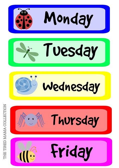 Days Of The Week Labels Printable Free Printable Templates