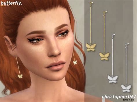 Butterfly Earrings By Christopher067 At Tsr Sims 4 Updates