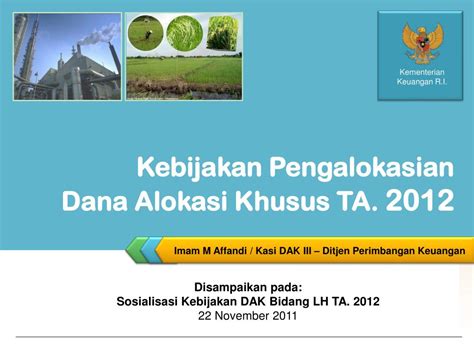 PPT Kebijakan Pengalokasian Dana Alokasi Khusus TA 201 2 PowerPoint