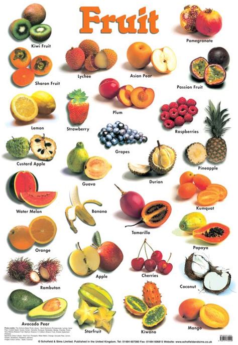 A Poster With Different Types Of Fruits On It S Sides And The Words Fruit