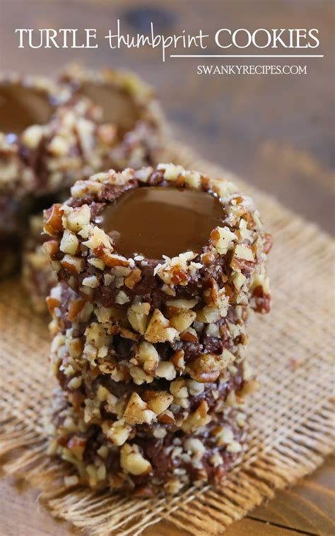 Looking for an easy christmas cookie to make with the kids? Easy holiday Turtle Thumbprint Cookies. Make ahead and ...