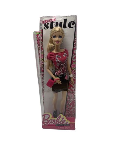 Mattel Fashionista Barbie Doll Black And Pink Floral Dress For Sale