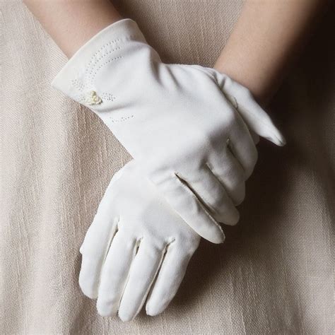 Vintage Women S White Gloves Formal Gloves Size Small Luvas Elegantes Acessórios De