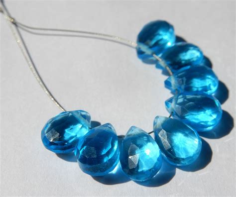 Swiss Blue Topaz Beads Briolette Beads Faceted Quartz Etsy