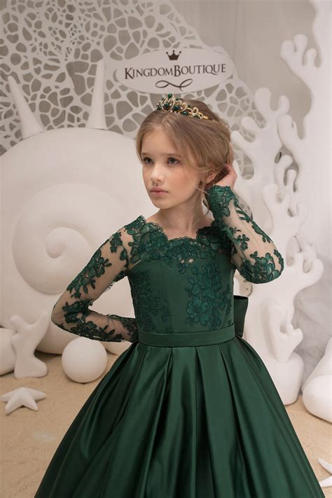 Emerald Green Flower Girl Dress Wedding Holiday Party Etsy Green