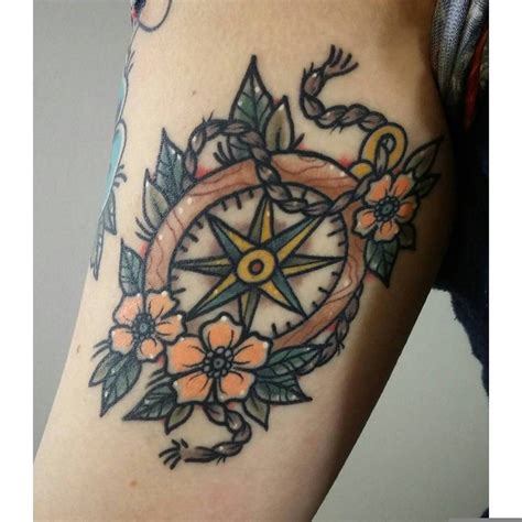 75 Rose And Compass Tattoo Designs And Meanings Choose Yours 2019