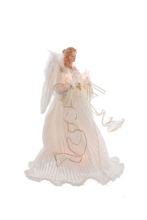 Ivory Fabric Angelic Angel Tree Topper Lighted Angel Tree Toppers