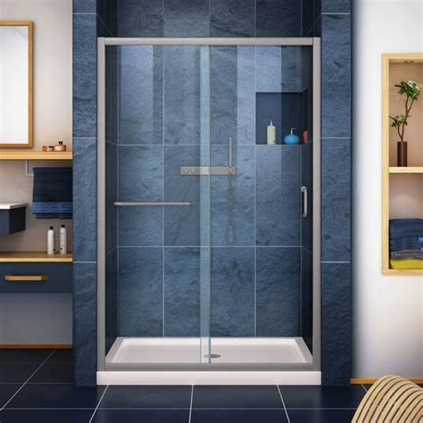 dreamline infinity z 44 48 w x 72 h single sliding semi frameless shower door and reviews wayfair