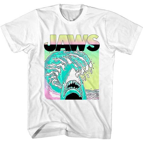 Jaws Neon Splash Surf T Shirt Mens Graphic Movie T Shirts Societees