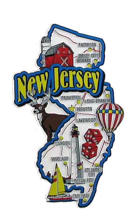 New Jersey Usa Map State Magnet Magnetic Maps Of 50 States Usa
