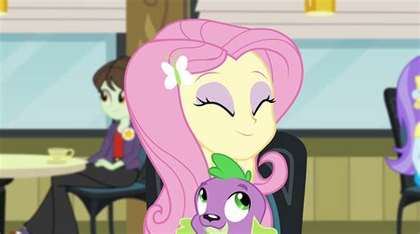 Image Fluttershy Hugging Puppy Spike In The Cafeteria Eg2png My