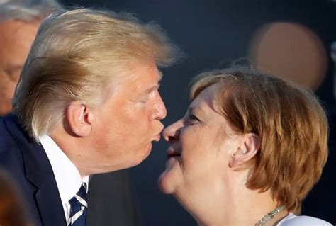Donald Trump Puckers Up To Kiss Angela Merkel At G7 And It Just Looks