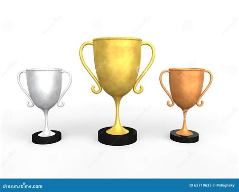 3d Gold Silver And Bronze Trophies Stock Illustration Illustration