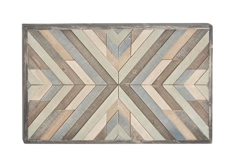 Decmode Rectangular Chevron Pattern Light Wood Wall Art 32 X 20