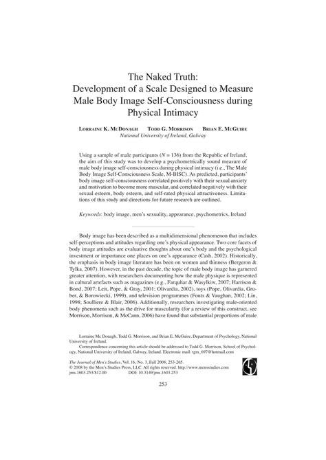 Pdf The Naked Truth Development Of A Scale Designed To Measure Male Body Image Self Consciousness