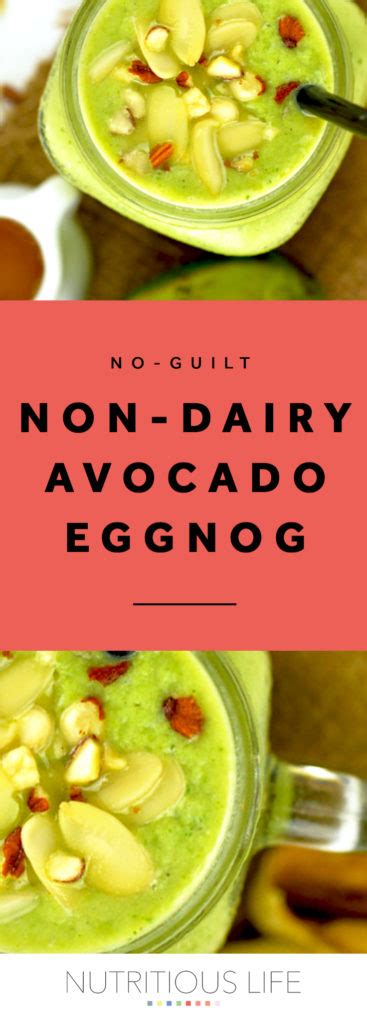 It's low in calories and carbs, but it does have 4.5 grams of fat. Non-Dairy Avocado Eggnog Recipe