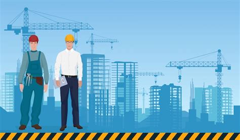 Premium Vector Builder And Manager On Construction Background
