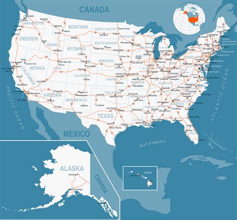 Road Map Of Usa Map Of North America