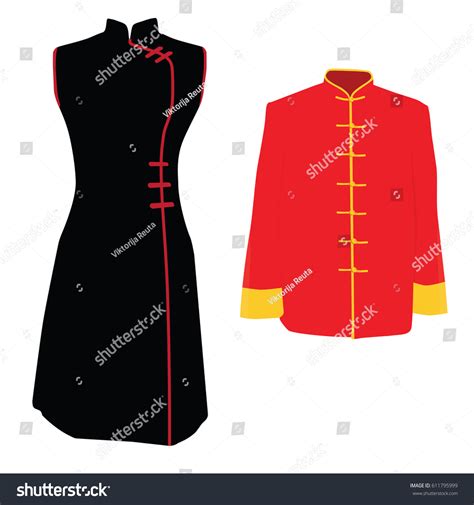 Vector Illustration Chinese Man Woman Traditional Stock Vector Royalty