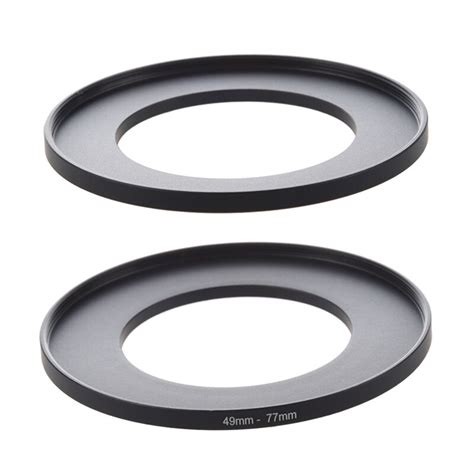 2 Pcs Black Camera Filter Lens Step Up Ring Adapter 1 Pcs 49mm 72mm