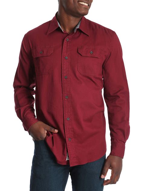 Wrangler Mens And Big And Tall Long Sleeve Stretch Twill Shirt Up To