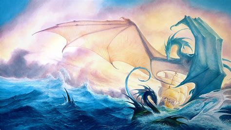 Online Crop Sea Waves Ship Dragons Hd Wallpaper Wallpaper Flare
