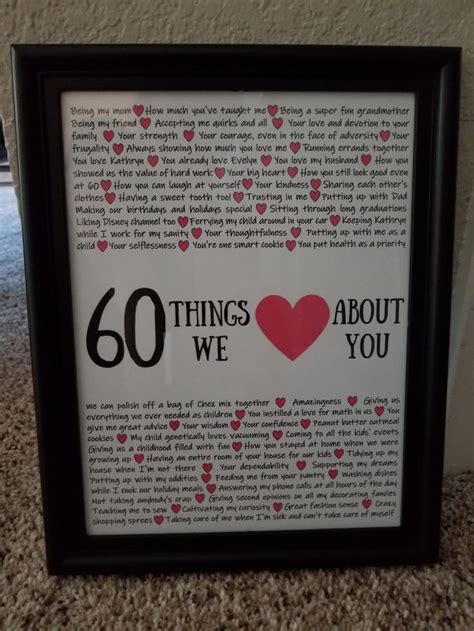 You are always beautiful to us no matter how old you have become. 60 Things We Love About You - 60th Birthday Gift for Grandmother | Mom 60th birthday gift, 60th ...