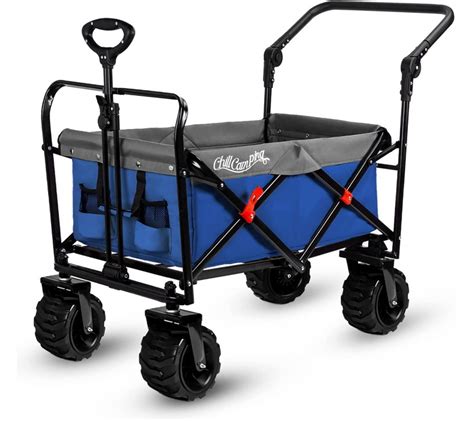 Push And Pull Beach Wagon With Big Wide Rubber Wheels All