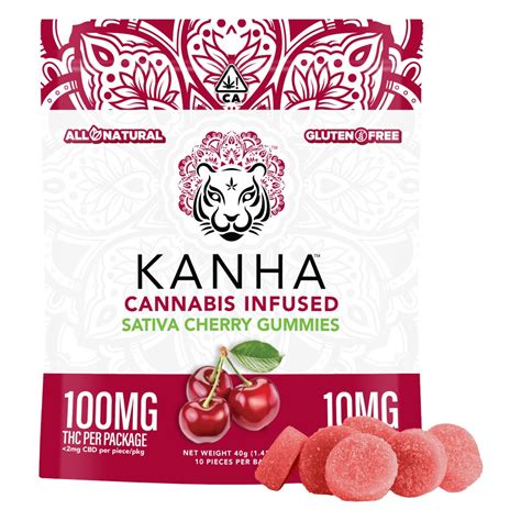 Cherry Sativa 10pk 100mg Kanha Gummies Jane