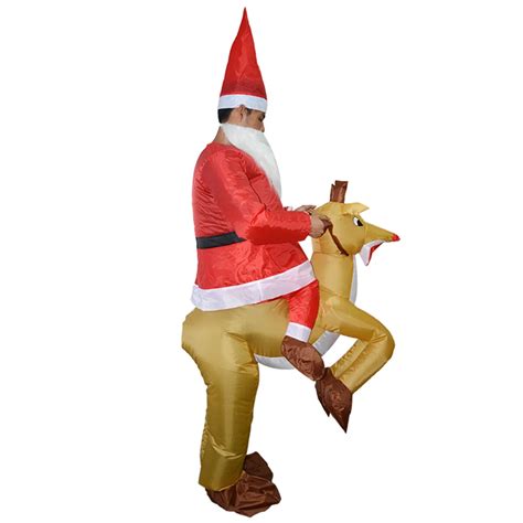 Adults Santa Riding Reindeer Inflatable Costume Suit Blow Up Inflatable