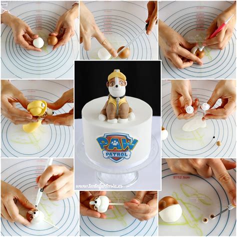 Figuras de fondant faciles paso a paso. PASO A PASO PATRULLA CANINA PAW PATROL. RUBBLE - TartaFantasía