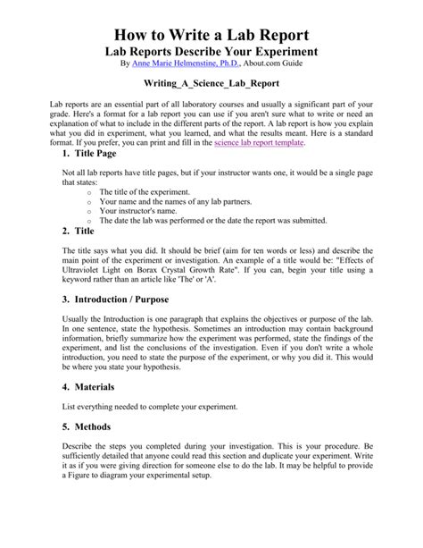 💐 How To Write An Experiment Report Science Lab Report
