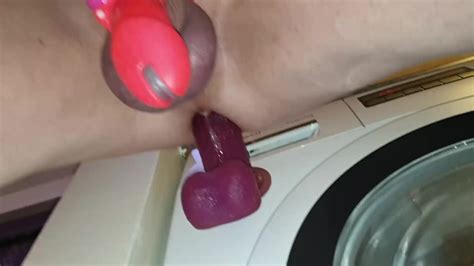 Being Fucked By Dildo Stuck To Washing Machine On Spin Whilst Im In