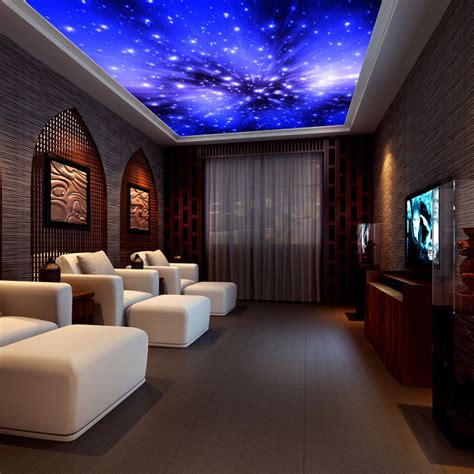 Universe Starry Sky Furred Ceiling 3d Wallpaper Galaxy Living Room