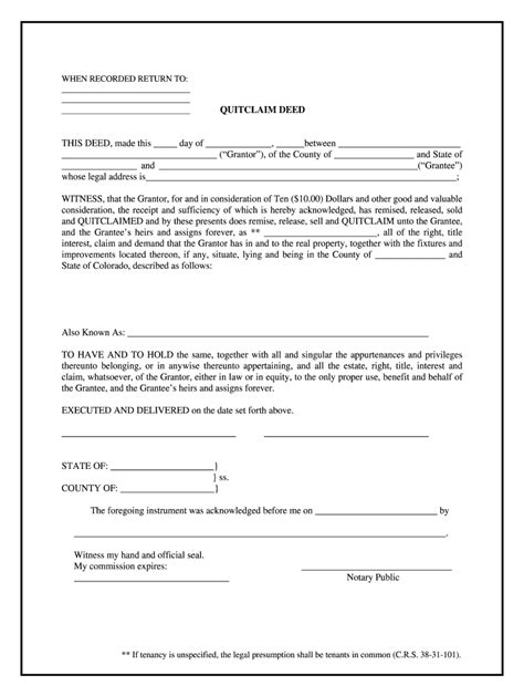Co Quitclaim Form Fill Out And Sign Printable Pdf Template Signnow