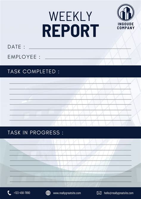 Free Printable Customizable Weekly Report Templates Canva
